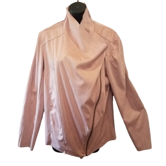 Mote Draped Soft Faux Suede Pink Jacket Plus XXL - Picture 6 of 9